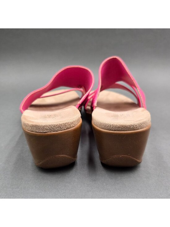 Kim Rogers Norma Wedge Slide Sandals Size 7.5 Pink Textured Strappy Boho Chic - Picture 6 of 9